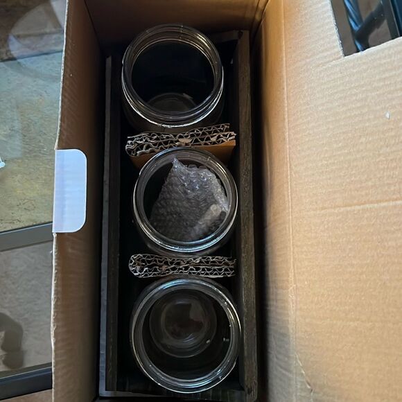 Chalkboard Set of Three Glass Jars With Wooden Tray - Picture 4 of 4